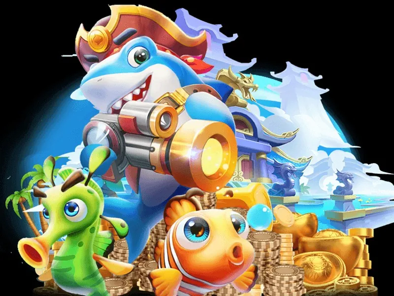 Giao diện game bắn cá Banca30 với nhiều loại cá và vũ khí